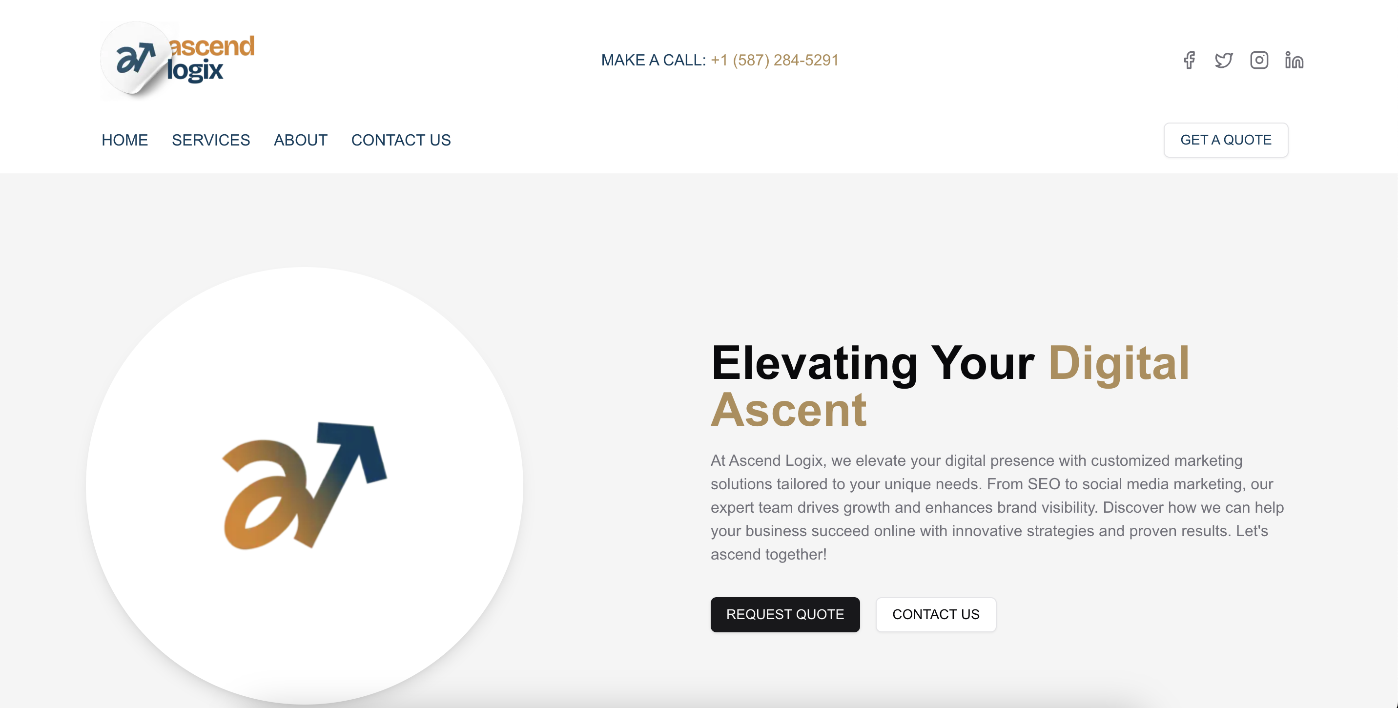 Company landing page